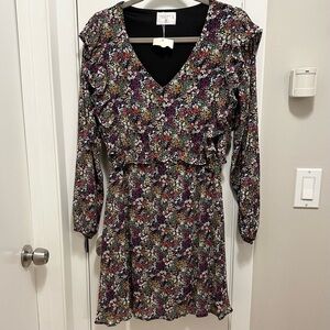 Compania Fantastica Multicolor Small Floral Print Casual Long Slv Dress S Spain